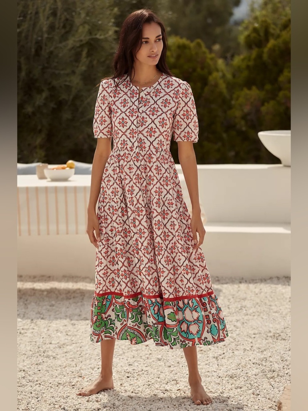 Ro's Garden Daphne Short-Sleeve Midi Dress size S